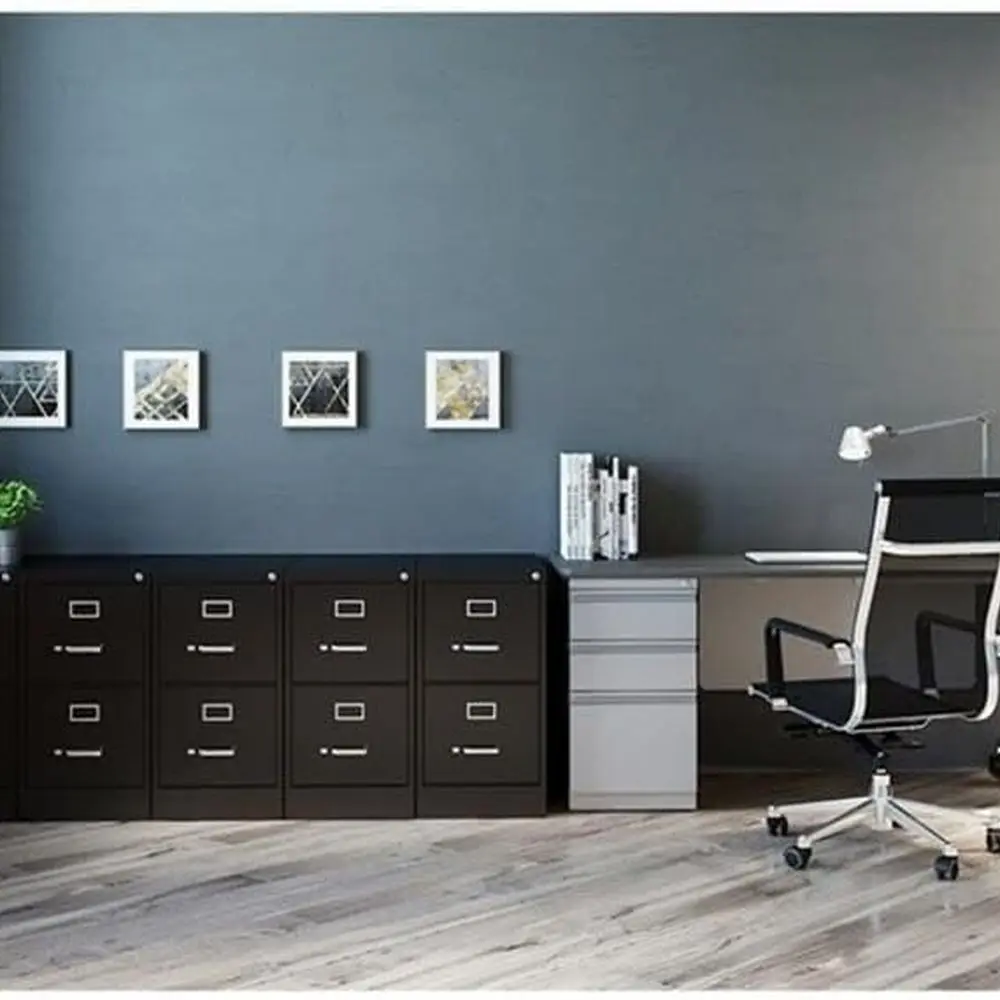 26.5 Inch Deep Metal 2-Drawer Vertical Letter File Cabinet in Black