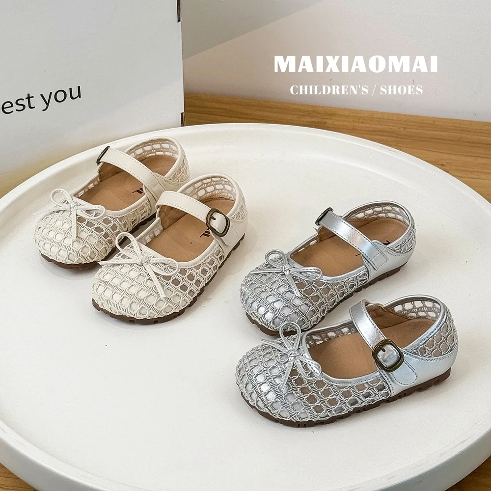 

Детская обувь Maixiaomai с плетеным бантом, обувь принцессы для девочек, новые летние детские кожаные сандалии на мягкой подошве 9131