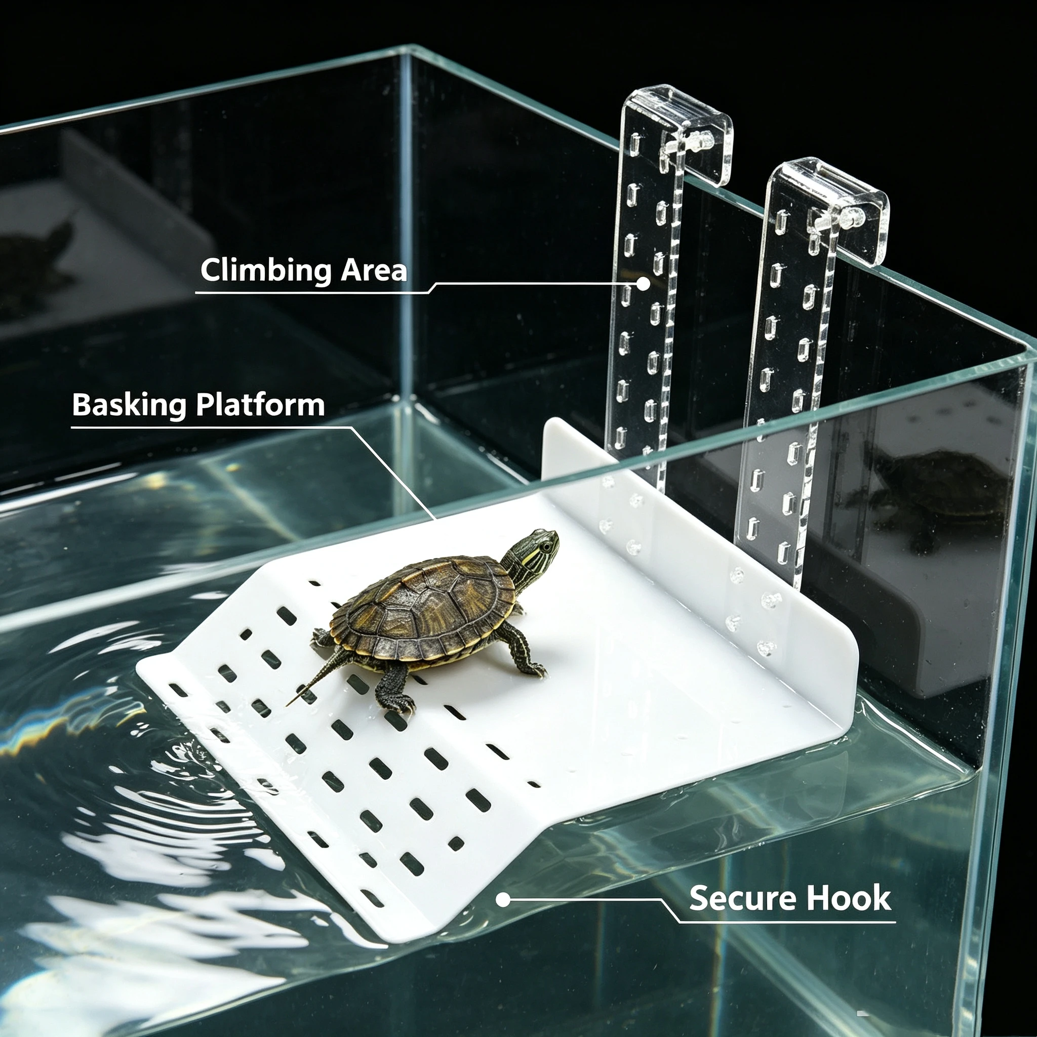 Acrylic Tortoise Drying Platform Brazil Water Turtle Floating Island Turtle Tank Aquarium Amphibian Hook Drying Platform