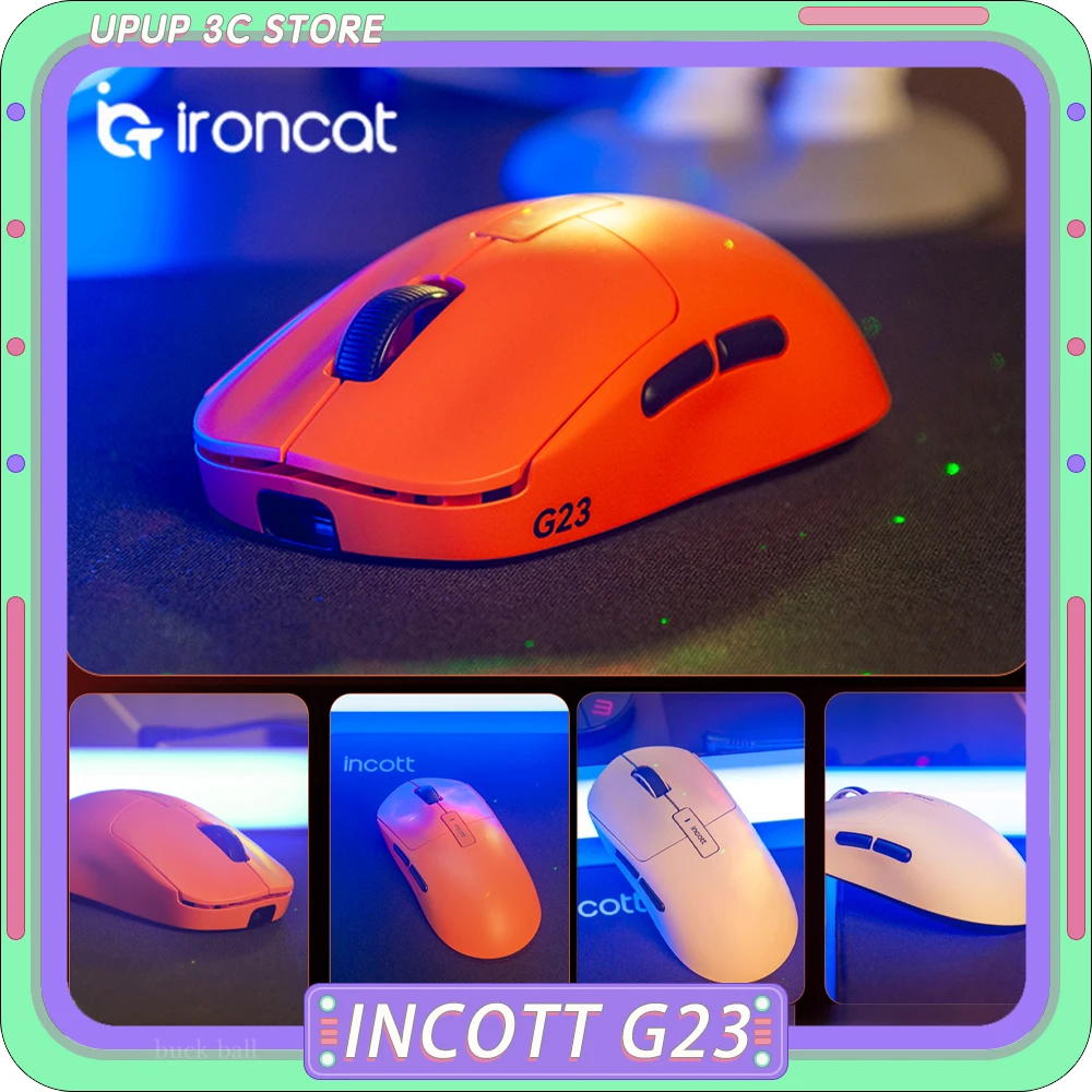 

Incott G23 Pro Mouse Dual Mode Wireless Mouse 8K Hot Swap PAW3950 Sensor Fast Charge Gaming Mice Ergonomics Pc Gamer Accessories