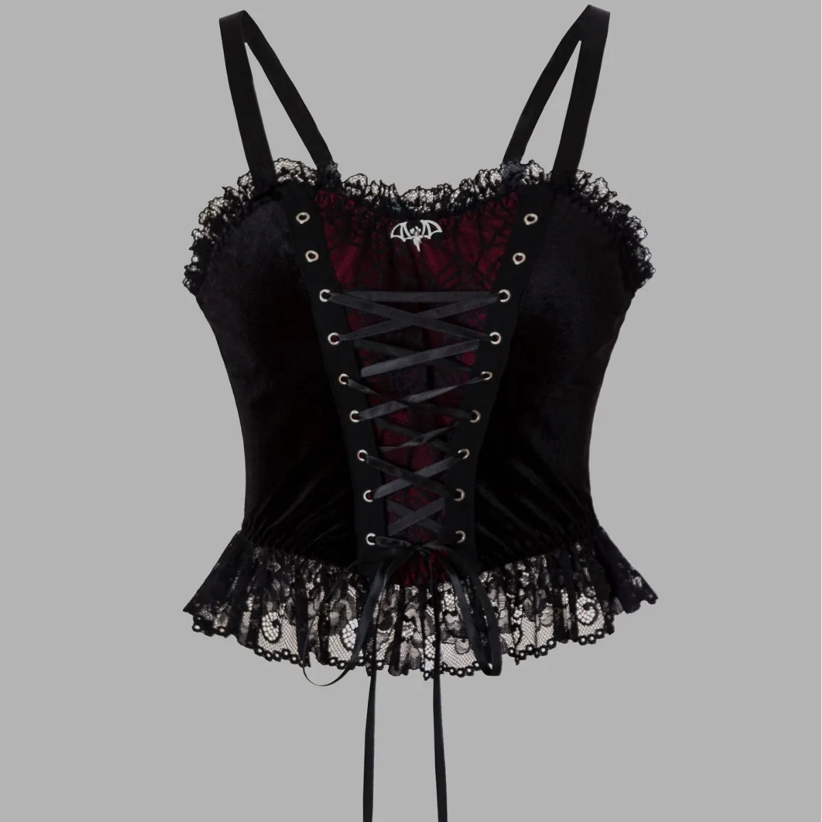 

Gothic Tops Women Vintage Spaghetti Straps Camisole Y2k Top Hipster Lace Velvet Crop Tank Top Cosplay Clothes Streetwear Blouses