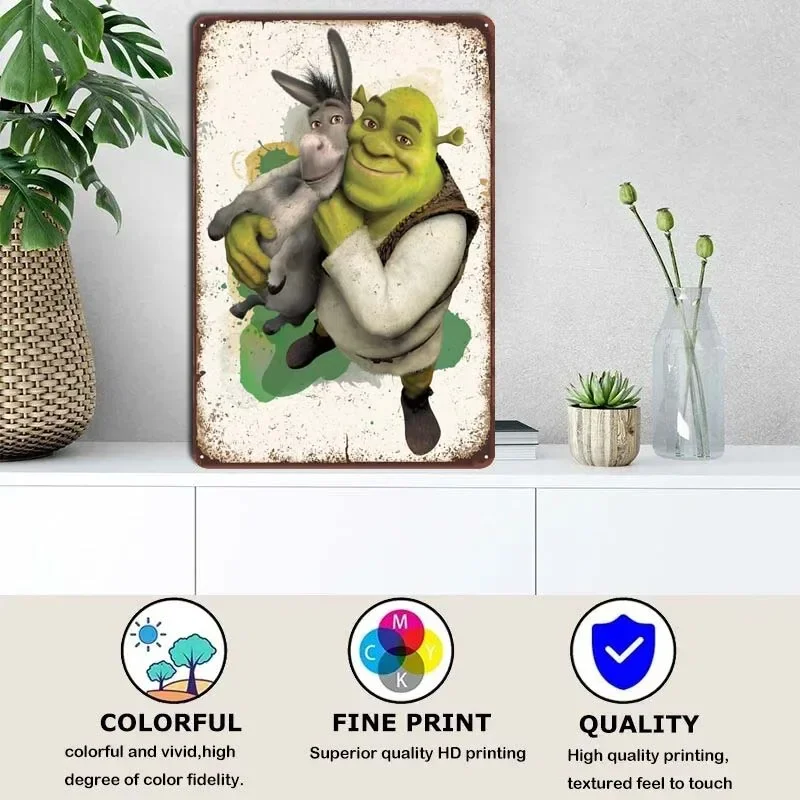 Shrek Posters Prints on Metal Gaming Room Decoration Vintage Metal Plate Retro Tin Signs for Bar Garage Wall Decoration Decor