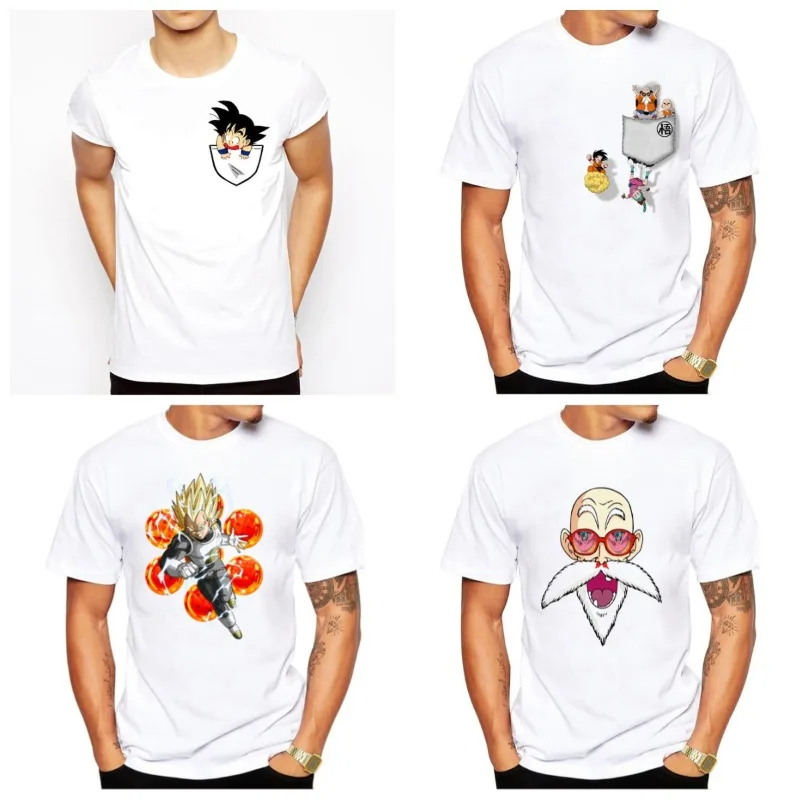 Camiseta Dragon Ball Son Goku, Camiseta de Verano para Hombre, Manga Corta, Estilo Retro, Estampado de Dibujos Animados, Informal, Urbana, Talla Grande