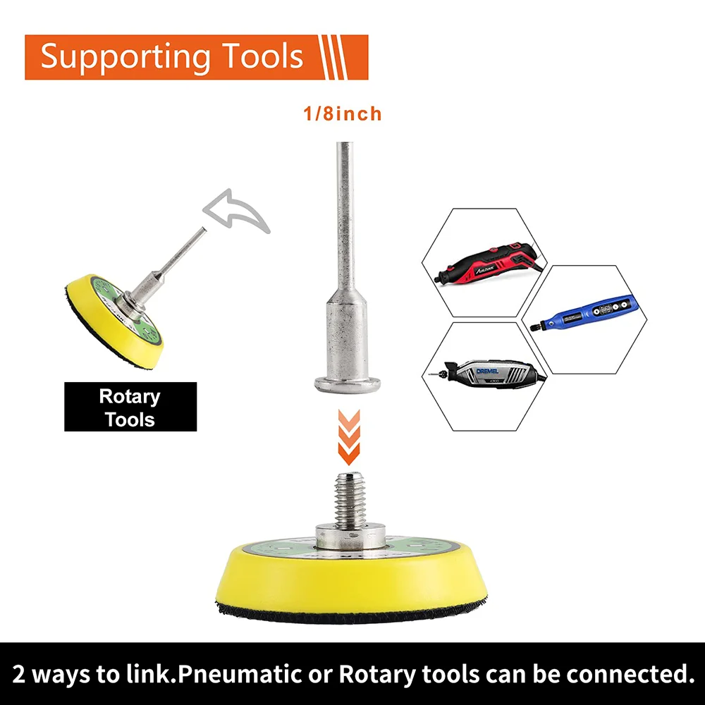 

3PCS 2 Inch Hook & Loop Mini Air Sander Backing Plate with M6 Threads and 1/8" Shank For Pneumatic Other Orbital Sander Car