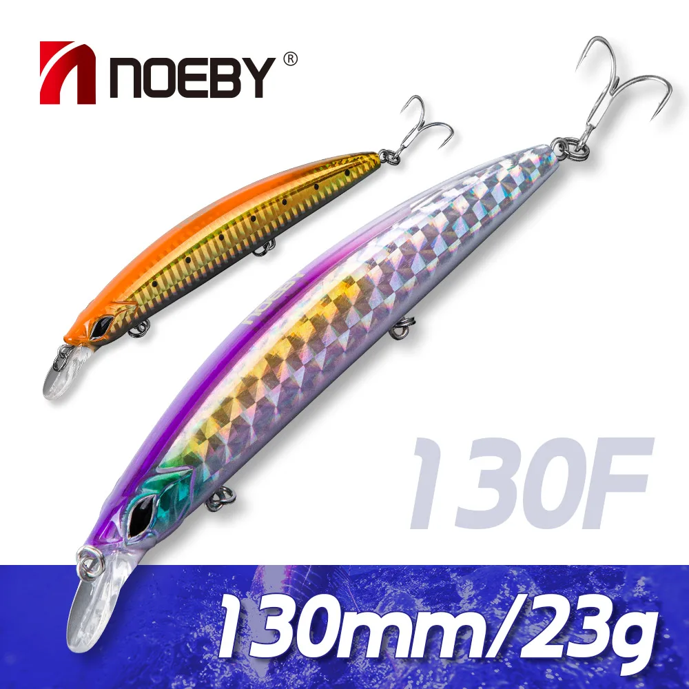 Noeby Drijvende Minnow Vissen Lokken 130Mm 23G Lange Casting Wobblers Kunstmatige Harde Aas Voor Zeebaars Zoutwatervissen visgerei