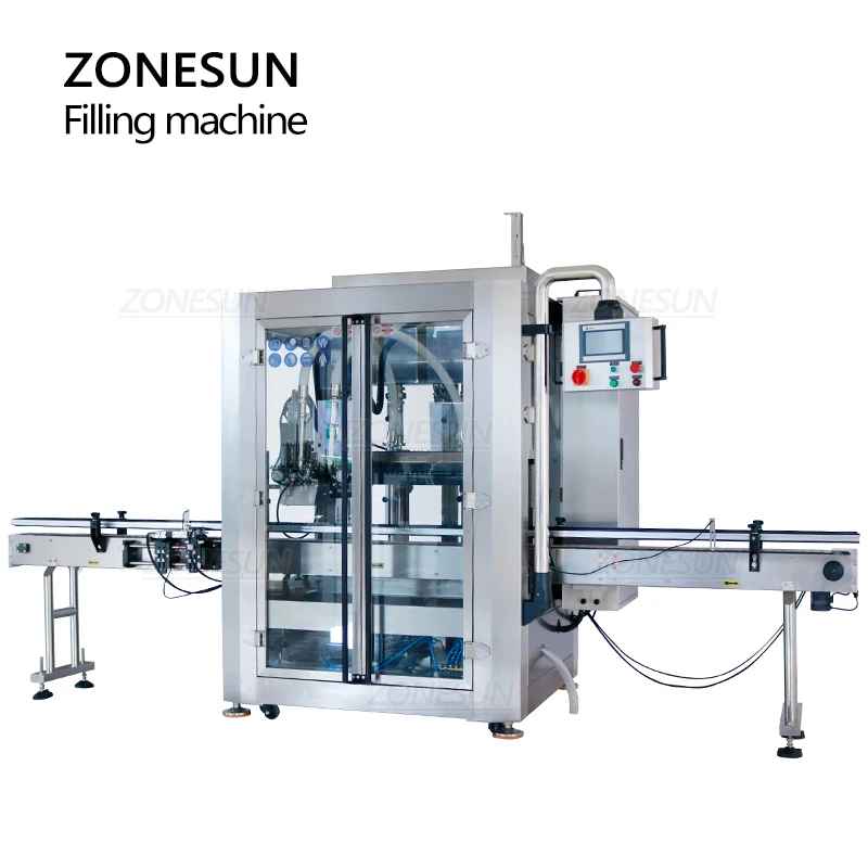 Zonesun ZS-VTPF2 pasta automática shampoo líquido chuveiro gel garrafa jar máquina de enchimento com cabeças duplas seguindo