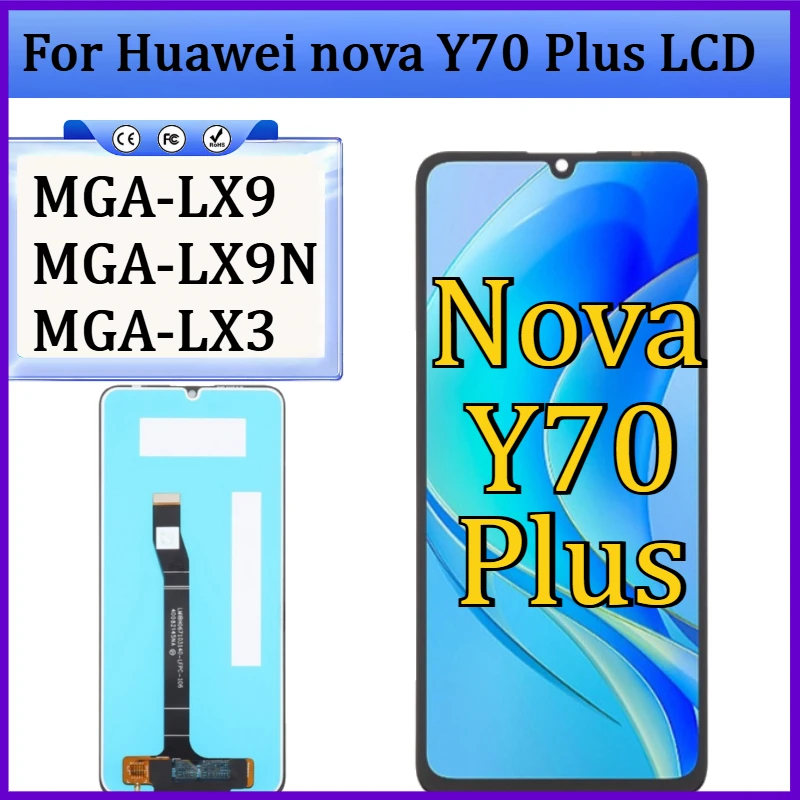 

Новый TFT-дисплей для Huawei nova Y70 Plus LCD MGA-LX9, сенсорный экран в сборе для nova Y70 MGA-LX9N MGA-LX3 LCD без рамки