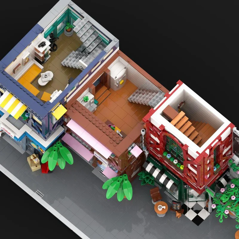 6728 قطعة MOC Terraced نصف Timbered منزل نموذج كوميدي اللبنات البناء لتقوم بها بنفسك التعليم هدايا عيد الميلاد لعبة الطوب للأطفال #4