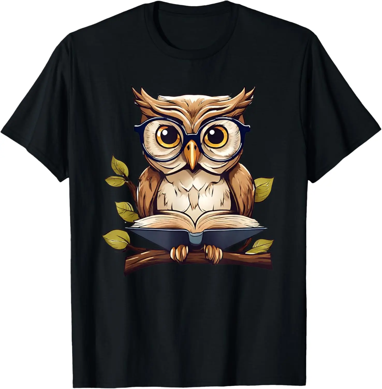 

Funny Owl Reading A Book Perched On A Branch Bookworm T-Shirt