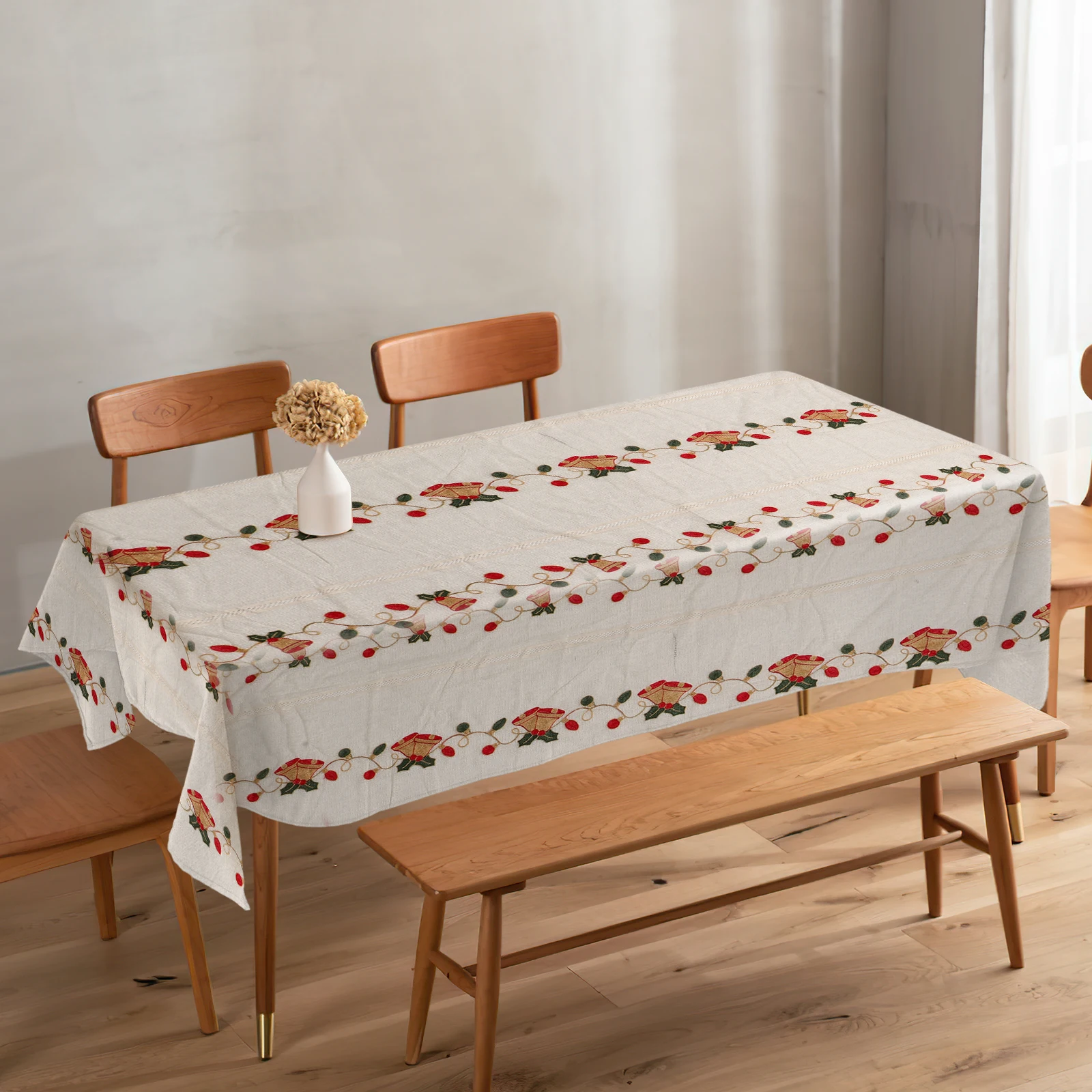 

Elegant Christmas Tablecloth 60x80inch Soft Polyester Washable Decorative Cover for Coffee Dining Tables Holiday Table Runner