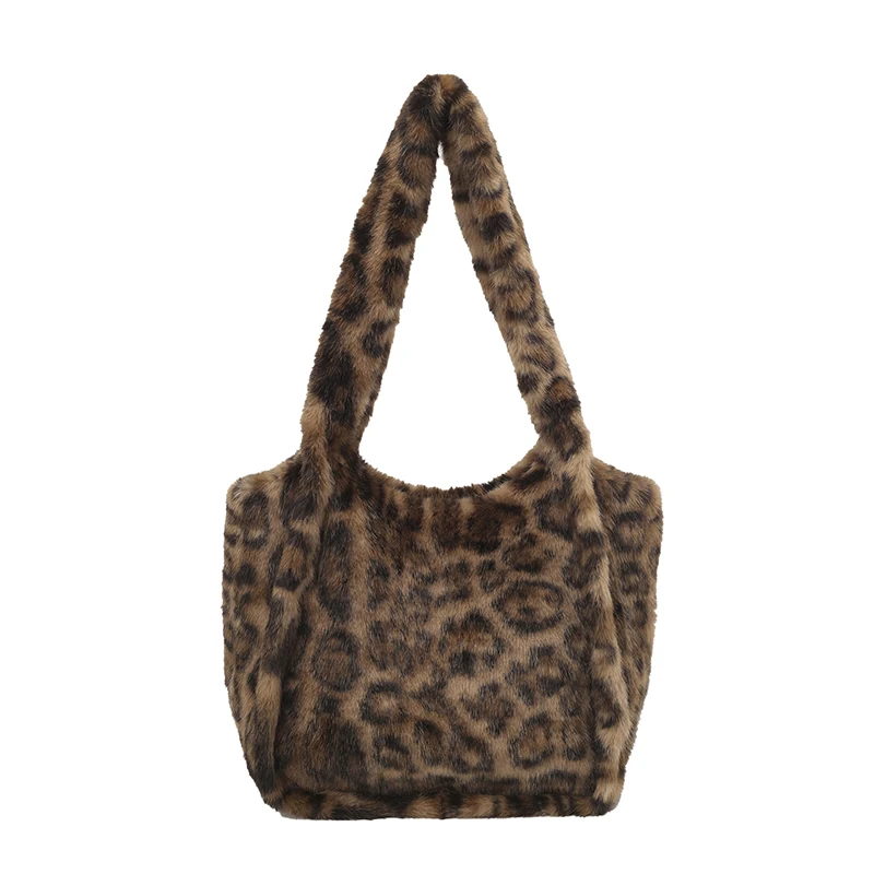 

Ретро леопардовый принт, большая вместительная сумка на плечо из искусственного меха, 2025 г., мягкие плюшевые теплые пушистые сумки, модная сумка для покупок и поездок на работу