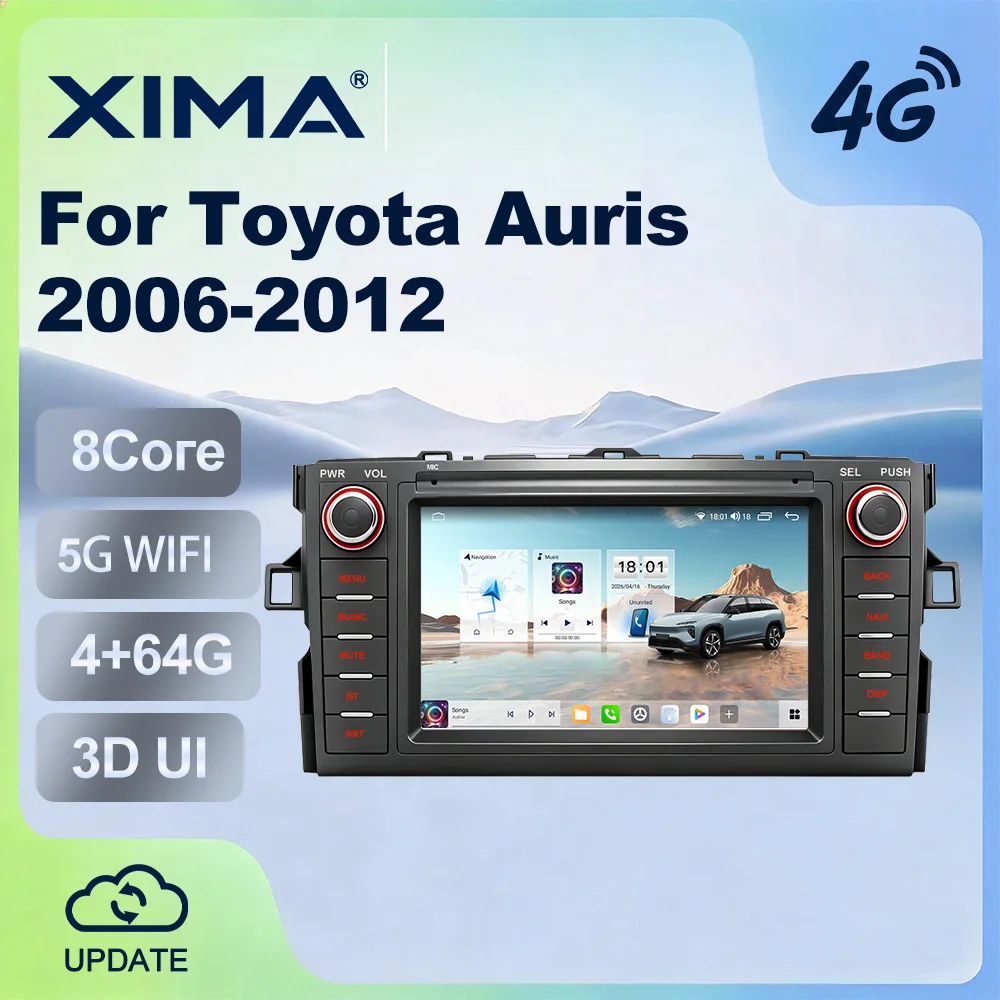 For Toyota Auris Corolla 2006-2012 Android 15 Stereo Car Radio Multimedia Player GPS Navigation 4G BT WIFI CarPlay Android Auto