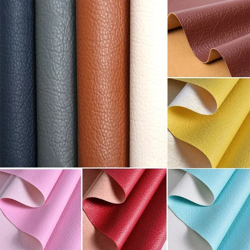 1pc 140 * cm Litschi Pu Kunstleder Kunstleder Stoff synthetisch zum Nähen Bogen Tasche Broschen Sofa Auto DIY Hademade Material
