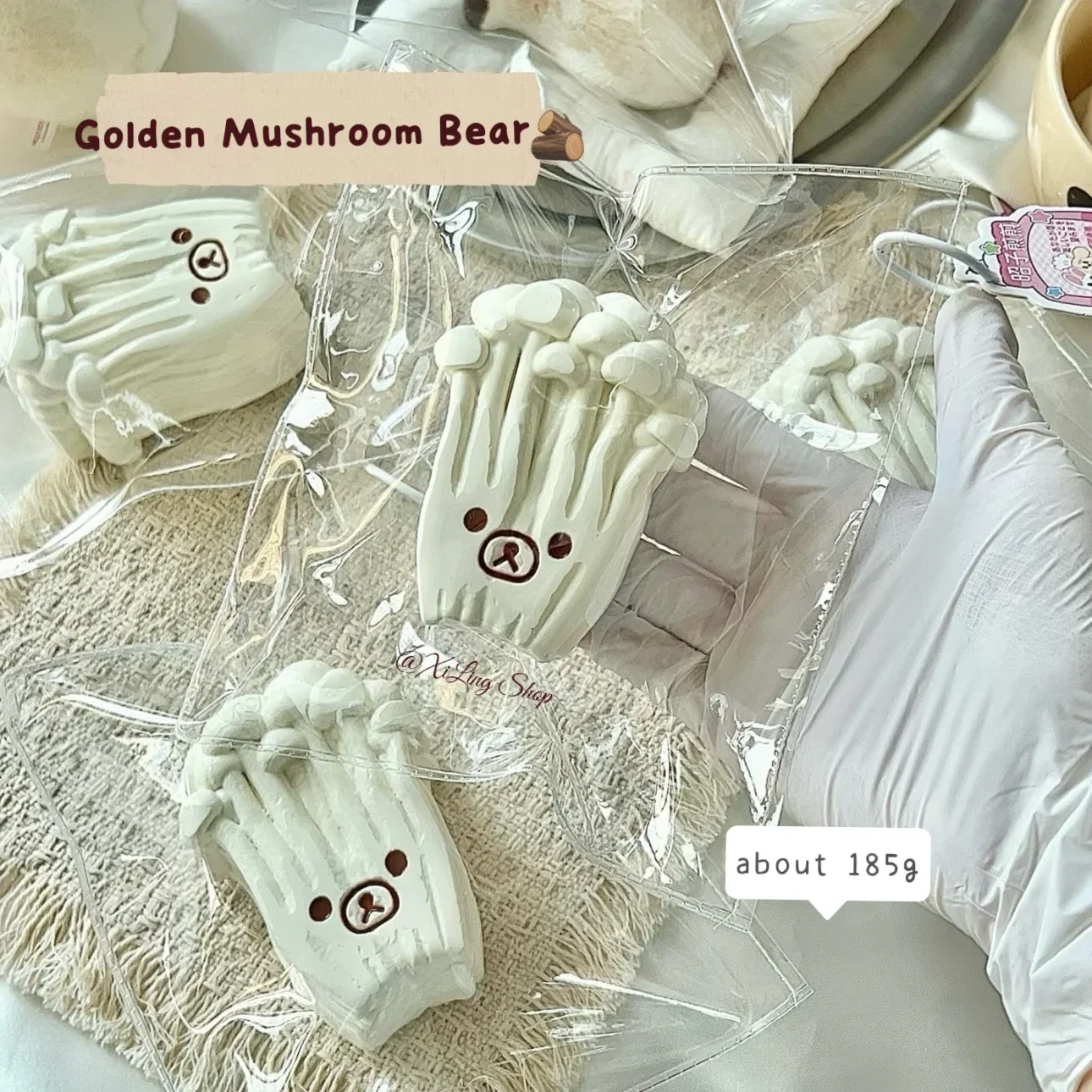 1pcs handmade butter kneading toy! Mushroom Bear Shape, Relieve Stress - Food Grade Silicone Stress Relief Toy Squeeze Toys
