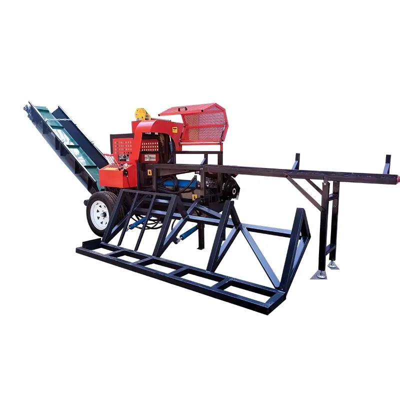 Customized Industrial Firewood Log Split Processor On Tracks Automatic Firewood Processor Machine With Log Lift