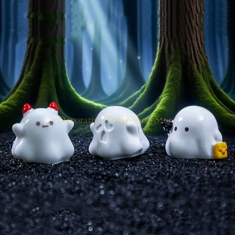 QX2E Mini Ghostly Resins Desktop Sculpture Playful Home Office Decoration Holiday Gift