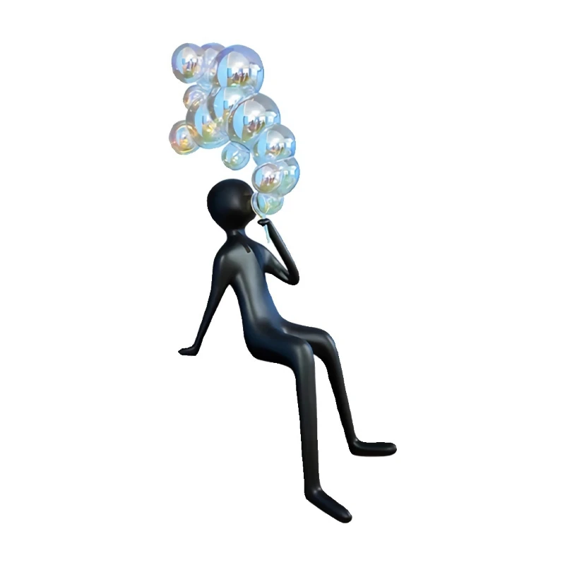 

Bubble blowing sculpture, modern abstract floor-to-ceiling character cartoon, light luxury soft decoration art installation