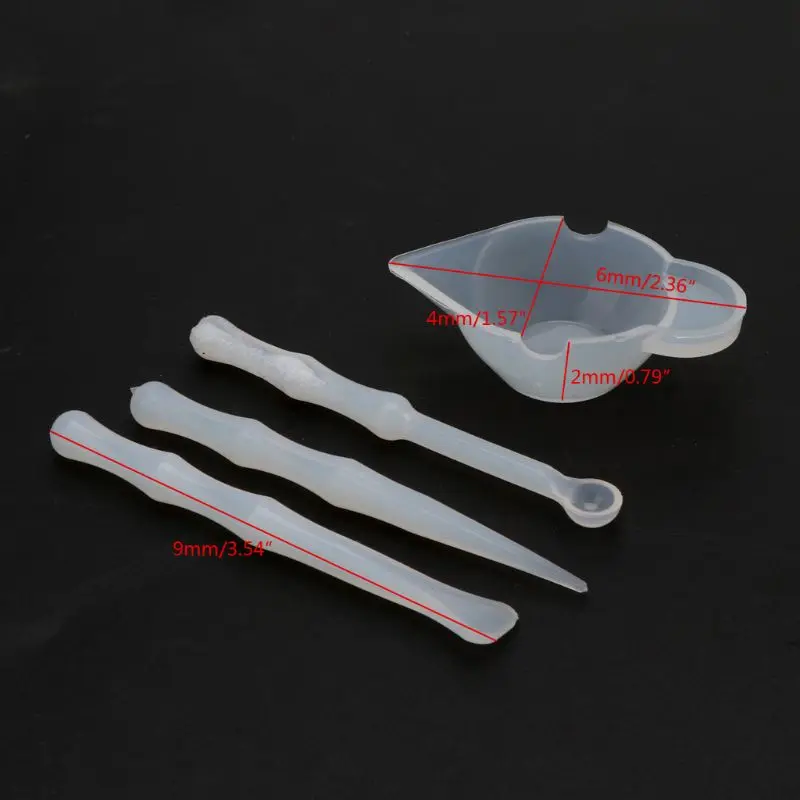 4Pcs Silicone Mixing Cups Stirrers Spoon Scraper DIY Resin Jewelry Tools