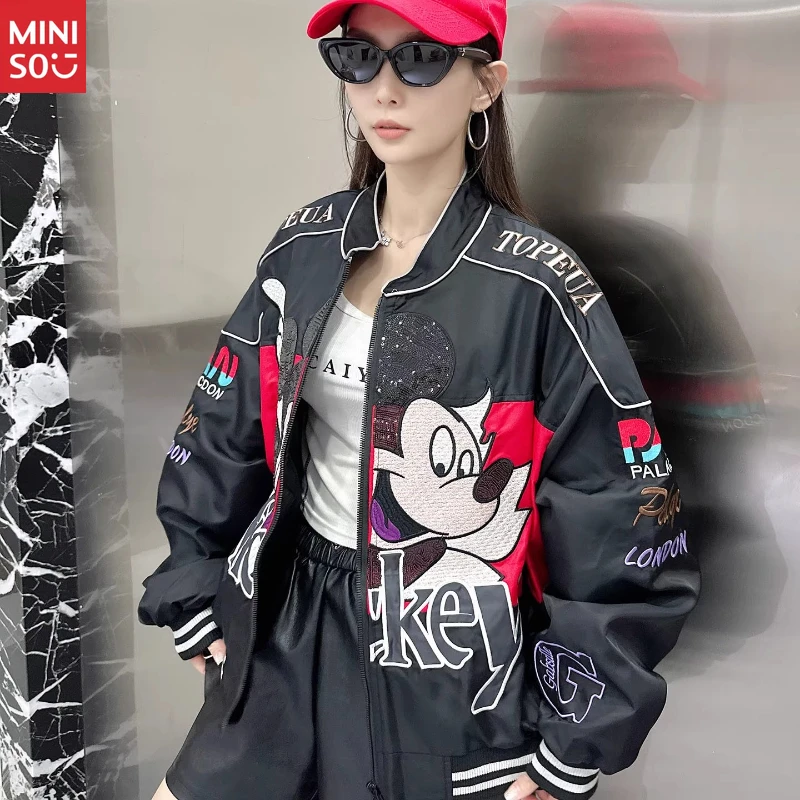 

Disney Baseball Jacket 2025, Embroidered Varsity Coat, Women's Aviator Top
