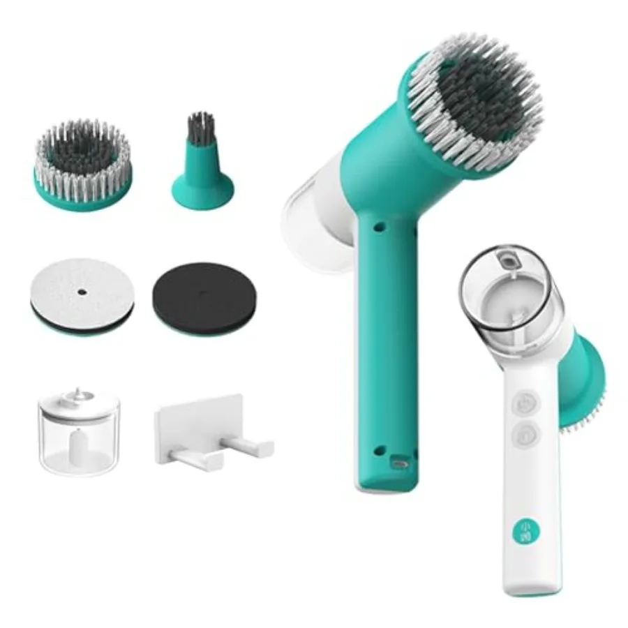 

Dual-Rotation Electric Scrubber - IPX5 Waterproof Multi-Surface Cleaning Brush for Bathroom Kitchen Tile Glass and More - Inclu