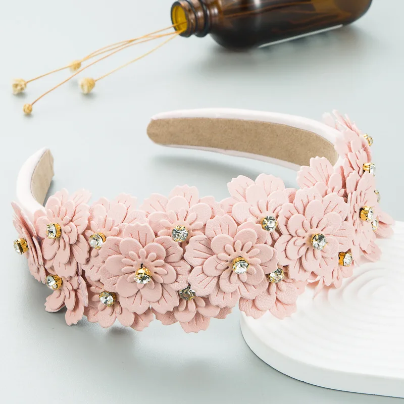 New Fresh Romantic Flower Women Headband Wedding Brdials Accessories Artificial 3D Colorful Flower Headwear Hairbands Scrunchies