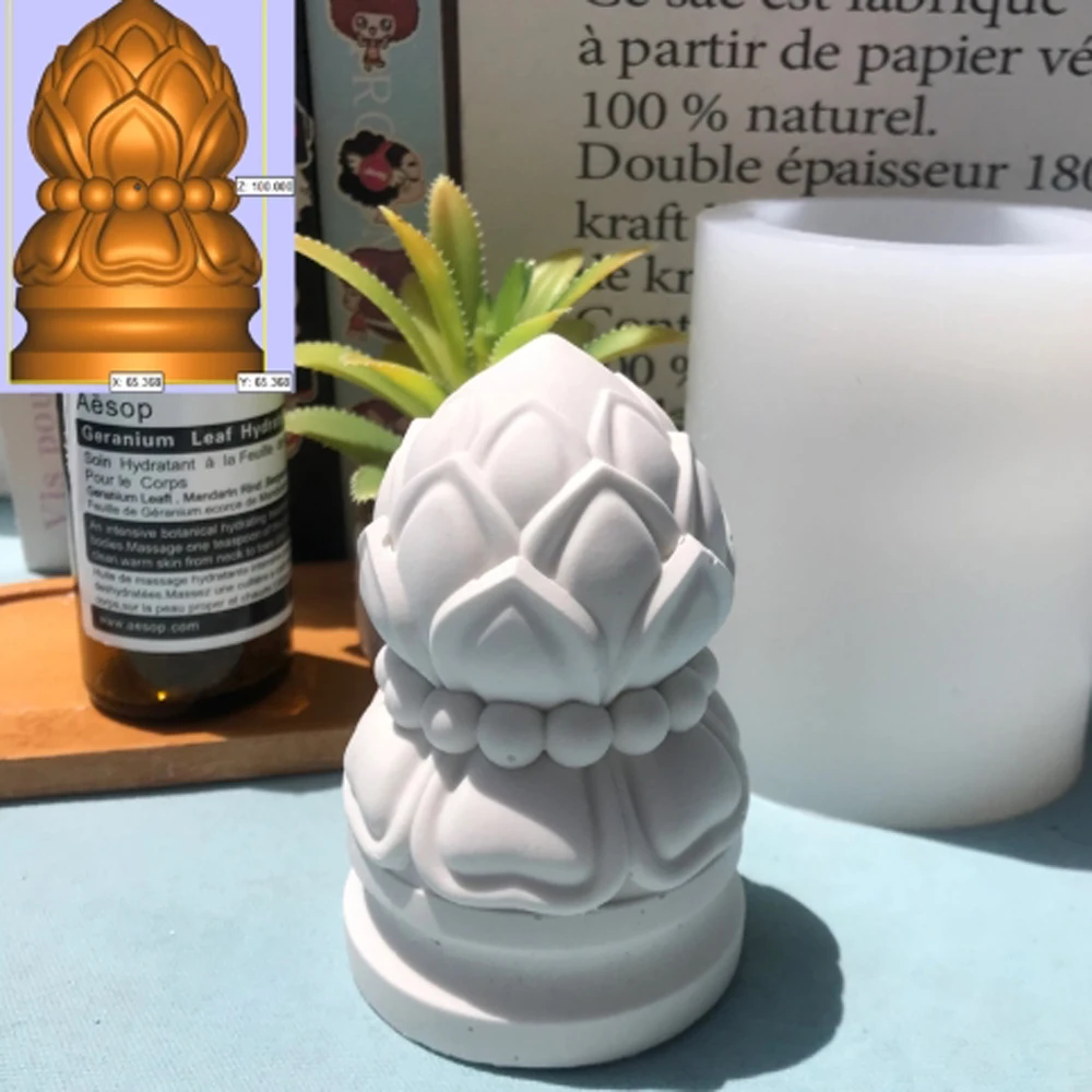 Candle Silicone Mold Lotus Chinese Style Aroma Gypsum Ornament Mold European column creative gypsum ornament silicone mold