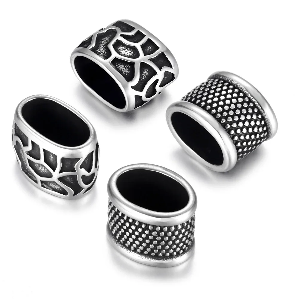 Stainless Steel Slider Beads Leopard Hole 12x6mm for Charm Bracelet Making Leather Jewelry DIY Slide Charms Accessories