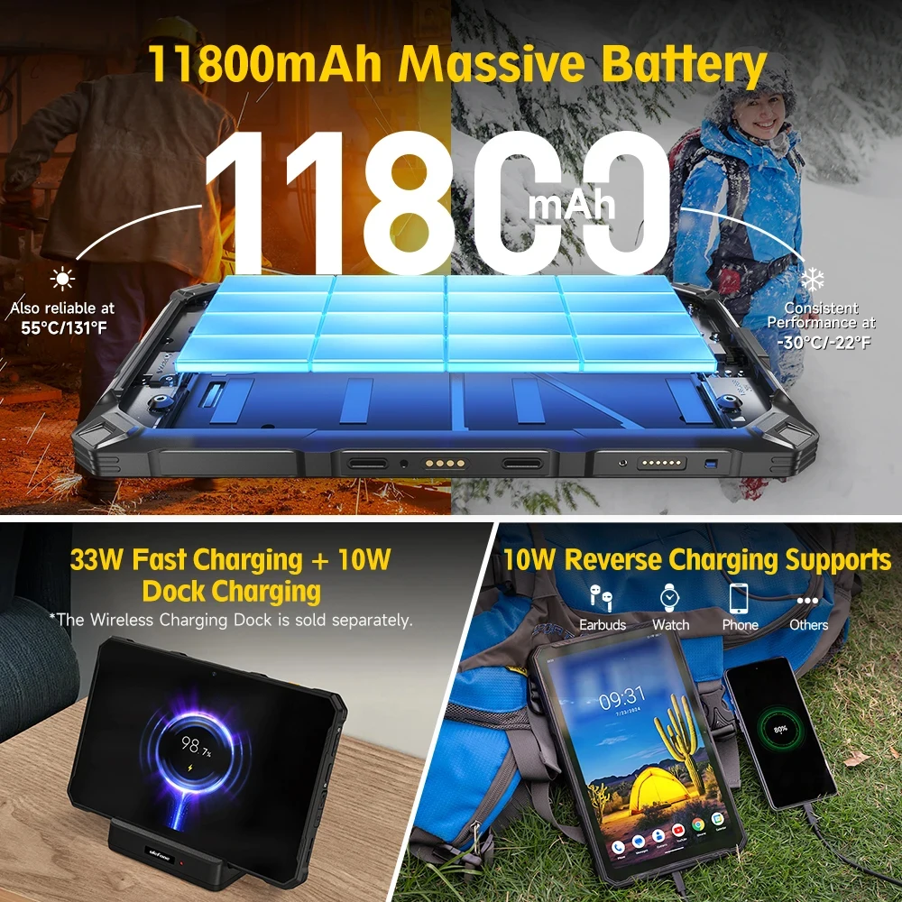 Ulefone Armor Pad 4 Ultra 5G Tablet robusto 11800mAh 10.36 "16GB RAM 256GB ROM Android 14 50MP LED Light IP68/IP69K Tablet PC