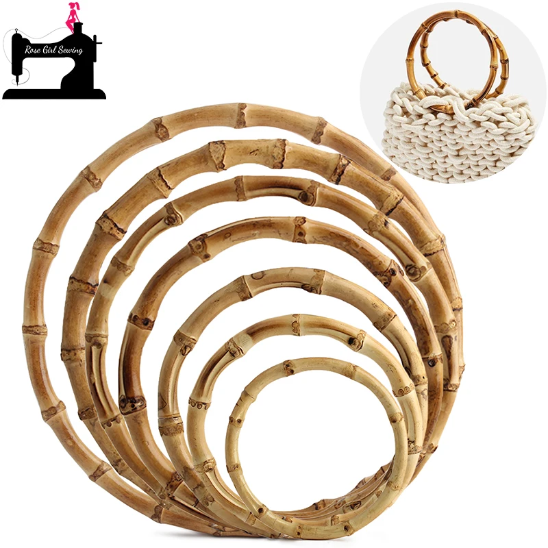 

2-10-30PCS 8/10/13/15/20cm Bamboo Rings Bag Handles For DIY Making Shoulder Handbag Round Handle Purse Frame Gift Accessories