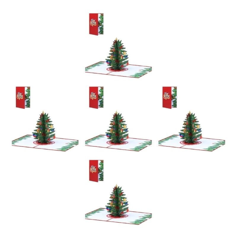 5 set 3D Christmas Card Foldable and Long Lasting Unique 3D PopUp Holiday Cards Surprise and Delight Wishes