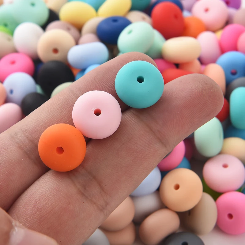 14mm 10Pcs Silicone Beads Food Grade Abacus Teething Beads for Baby Teether Chewing Pacifier Clip Chain BPA Free Accessories