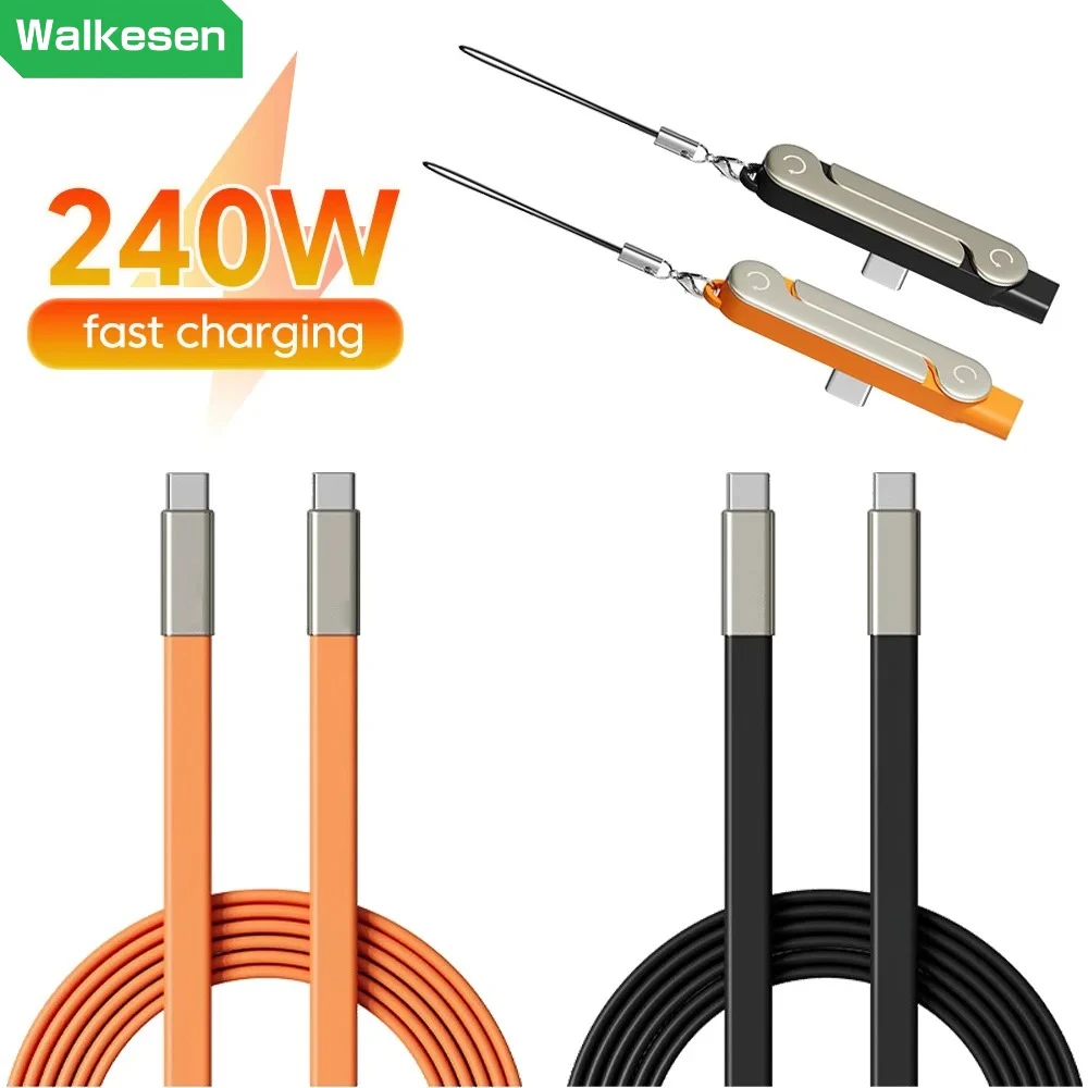 240W 2 in 1Type C to Type C Fast Charging Cable With Foldable Bracket Adapter for iphone Samsung Xiaomi Type C Quick Charge Wire
