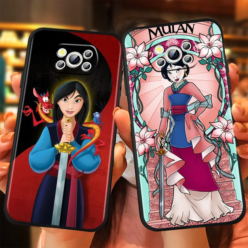 Disney Mulan Beautiful For Xiaomi Mi Poco F5 F4 F3 X6 X5 X4 X3 M6 M5 M5S M4 M3 C65 Pro GT NFC 5G Black Soft Phone Case