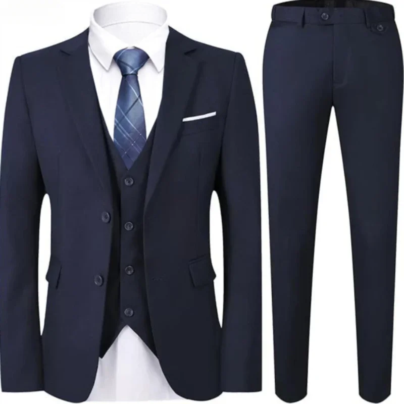 High Quality Suits For Men Wedding Elegant Blazers 3 Pieces 2 Set Jackets Vest Pants Luxury Business Formal Full Coats 2024