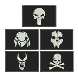 New Skull Logo Embroidery Cloth hook and loop Patch Backpack Tactical Morale Badge Applique For Jacket Jeans bag Hat