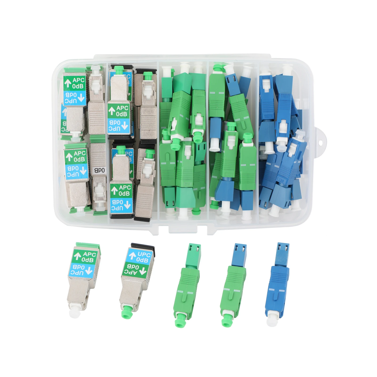 50PCS Fiber Optic Coupler Kit - Fiber Adapter Kit for SC/APC, SC/UPC to LC/APC, LC/UPC & SC/UPC Cable Conversion