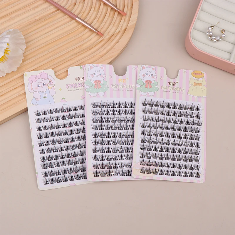 100Pcs Lazy Man Fake Eyelash Trilogy Natural Eyelash Personal Eyelash Single Cluster Fairy Little Devil Self Adhesive Novice