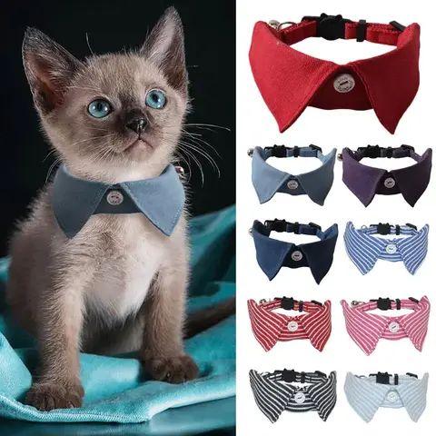 패션 작은 고양이 턱시도 칼라 Gato Bowtie 벨 데님 스트라이프 애완 동물 강아지 콜리어 체인 새끼 고양이 고양이 생일 정장 Best5 패션 작은 고양이 턱시도 칼라 Gato Bowtie 벨 데님 스트라이프 애완 동물 강아지 콜리어 체인 새끼 고양이 고양이 생일 정장 Best5