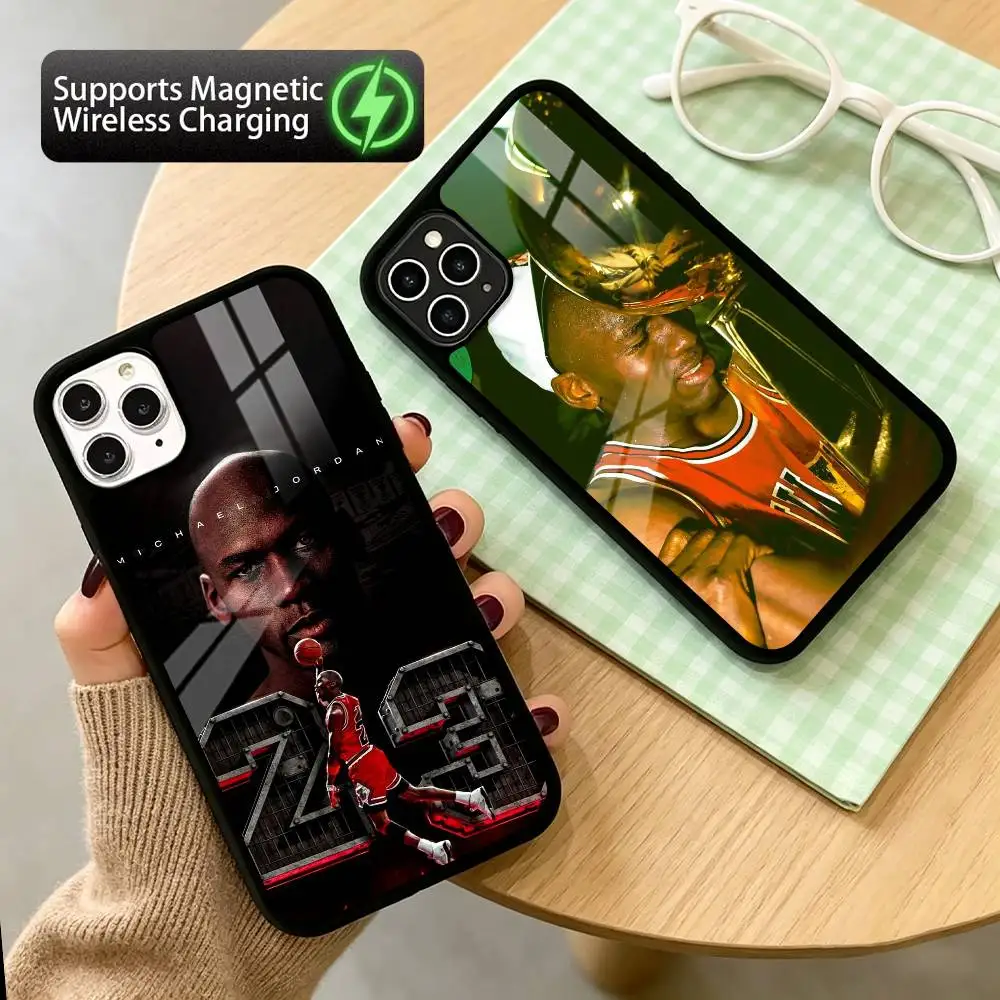 

M-Michael J-Jordan 23 Bsketball Phone Case For iPhone17,16,15,14,13,12,11 Plus,Pro Compatible with magnetic wireless charging