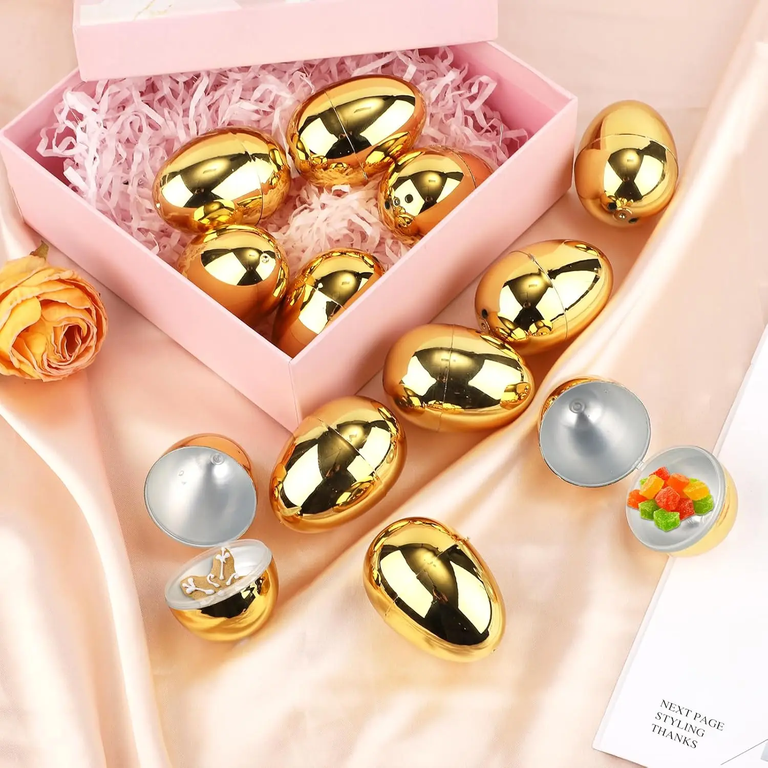 Easter Eggs Egg Fillable Plastic Empty Shell Easter Golden Gacha DIY Simulated Eggshell Easter Surprise Toys Party