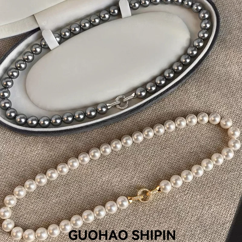

Shijia Zhengyuan High-End Pearl Necklace for Women, Elegant and Versatile Light Luxury Style Clavicle Chain, High-Grade Neck Cha