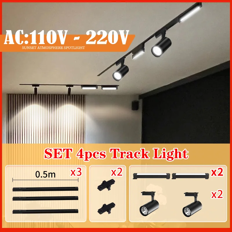

Led Track Light Whole Set Ceiling Track Lamp 110V 220V Rail Lighting System 20/30W COB Tracklight For Clothing Shop Store Home