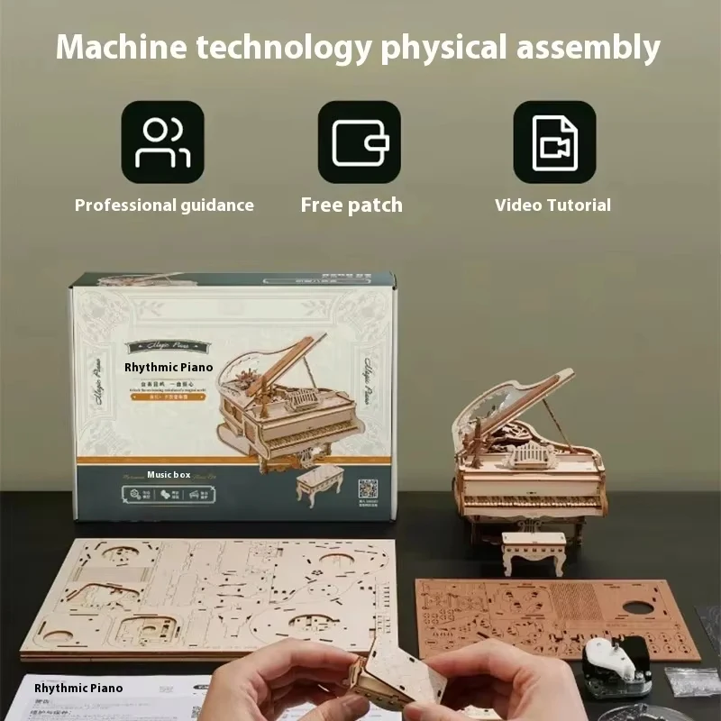 FurHaven Magic Piano 3D Mechanical Music Box Wooden Puzzle Musical Instrument Wooden Desk Decor Unique Gift for Adults view 3