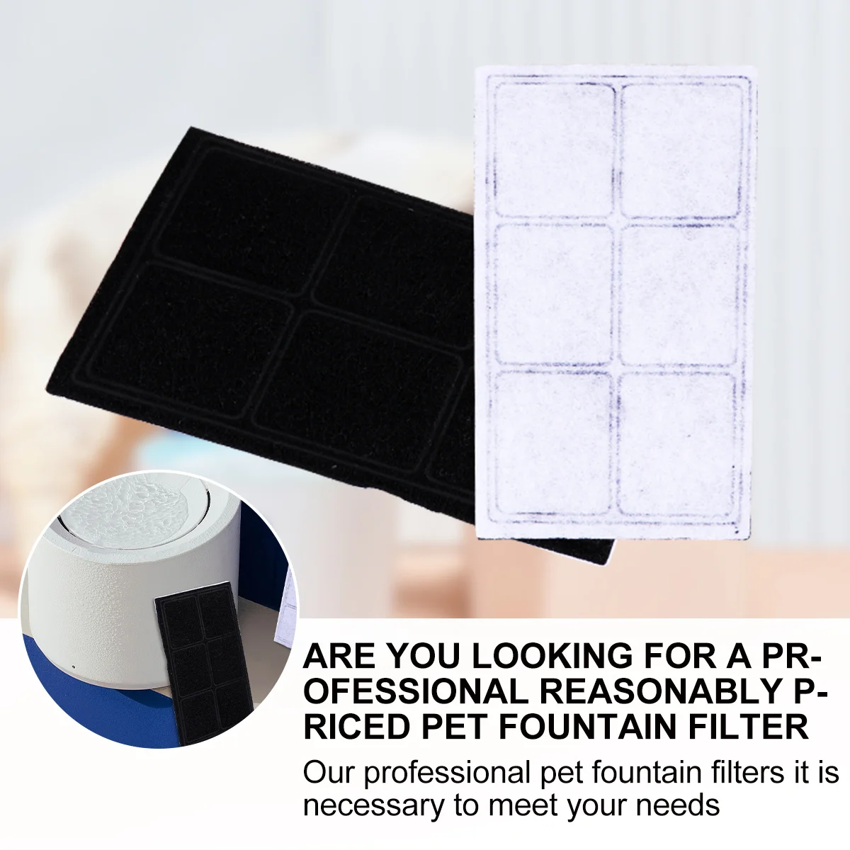 

8Pcs Filter for Pet Water Fountain Replacement 6-Grid Activated Carbon Filters Lightweight Compact Design for Cat Dog Drinking