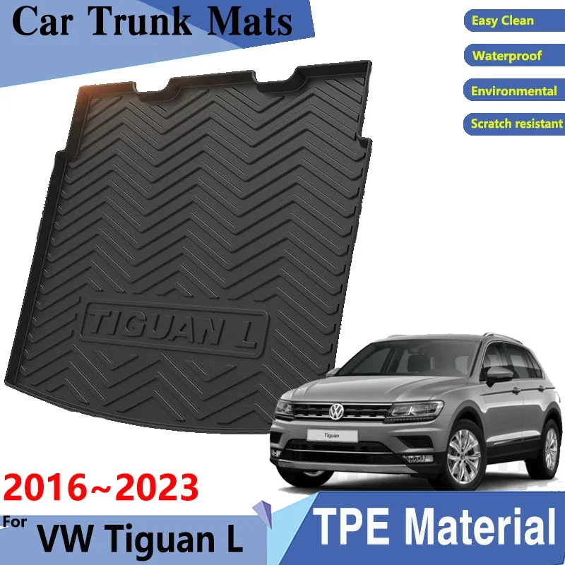 for Volkswagen Tiguan L Allspace 5 Seats Fuel Version Lower Layer 2016~2023 MK2 Car Trunk  Rear Cargo Tray Trunk Mat Accessories