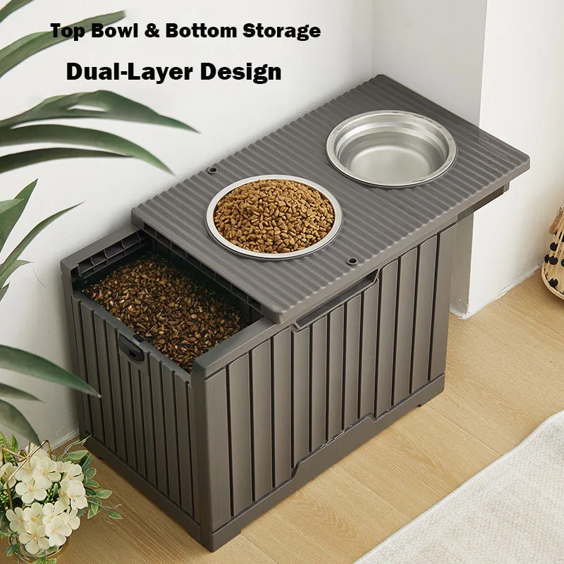 Luxury Pet Food Storage Container with Big Dog Dining Table Large Capacity Dog Bowl Pet Supplies New 2 in 1 Pet Bowl