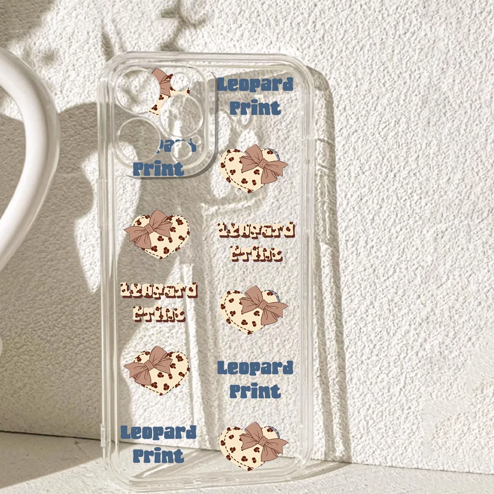 

Retro Leopard Heart Silicone Phone Case for IPhone 17 16 15 14 13 12 11 Pro Xs Max Air Mini 7 8 6 6s Plus SE 2020 2022 Cover