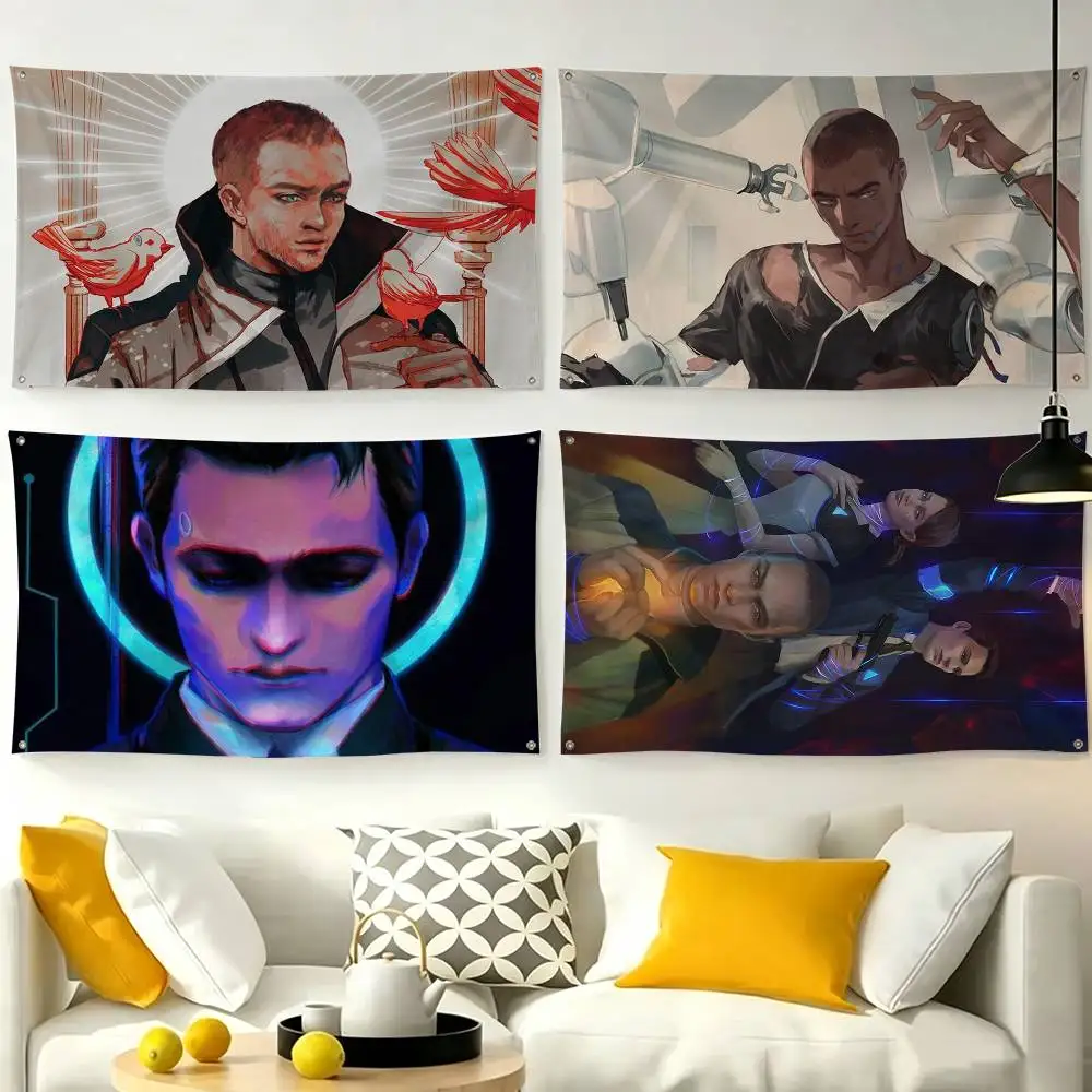Detroit Become Human  Flags Wall Hanging Tapestry Outdoor Garage Room Decorative flag Background Blanket