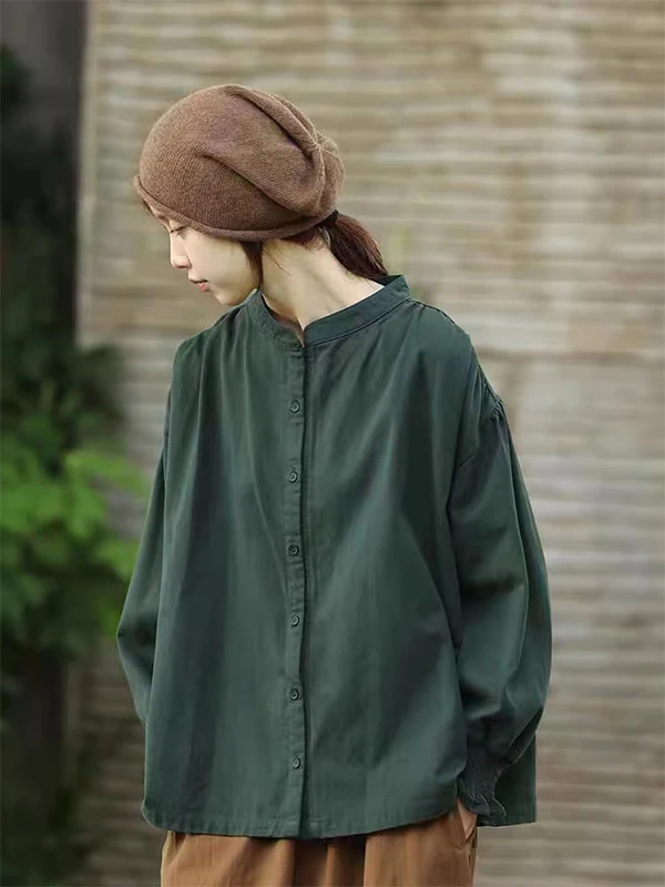 

Ретро-топ с художественным дизайном в однотонных тонах, свободного кроя, с рукавами-фонариками, для женщин, весна-осень, повседневный, модный.