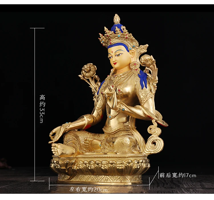 NEW GOOD- HOME Temple efficacious Tibetan Buddhism GOLD Bodhisattva Tara (Green) Guan yin buddha statue 33CM